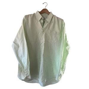 Peter Millar Green and White Gingham Dress Shirt Size XL